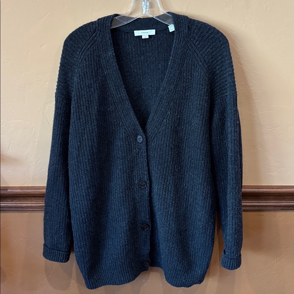 VInce Women's Charcoal Cardigan Sweater
